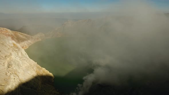 Volcanic Crater Where Sulfur Is Mined