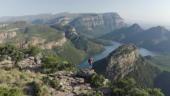 Aerial View of a person watching Blyde River Canyon Nature Reserve South Africa.