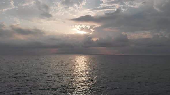 Flying over the Black sea at sunset, Batumi, Sakartvelo