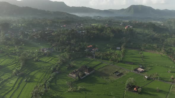 Mountain Valley Near Volcano Agung In Sidemen, Bali, Indonesia.