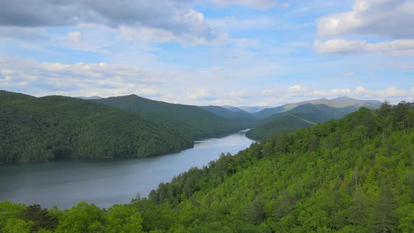 4K Fly Over Beautiful Mountain Lake Scenic Drone Cinematic