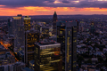 Aerial view over the skyscrapers of  Frankfurt at sunset - PhotoDune Item for Sale