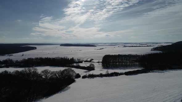 Winter Landscape Aerial View 4K