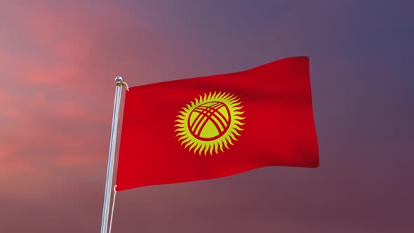 Flag Of Kyrgyzstan Waving