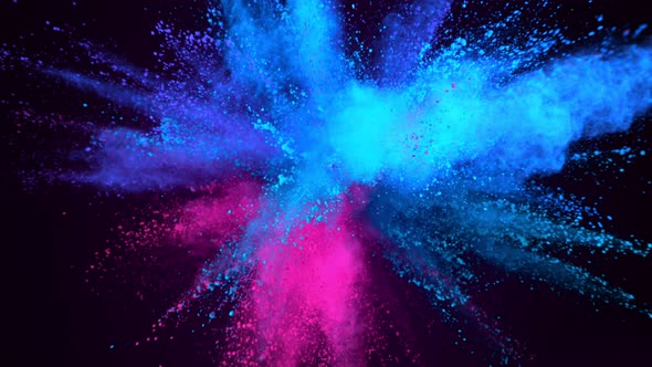 Super Slow Motion of Color Powder Explosion