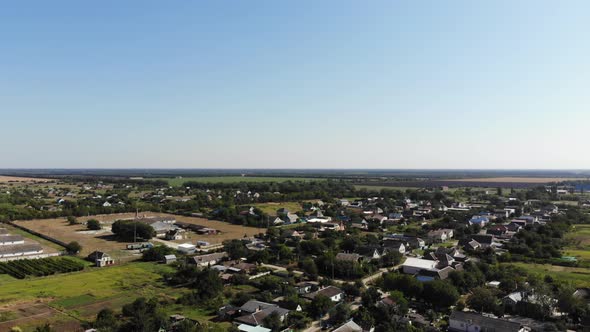 Aerial view of the city from the air.