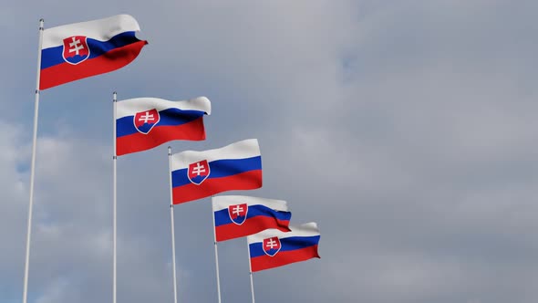 Waving Flags Of The Slovakia blue sky