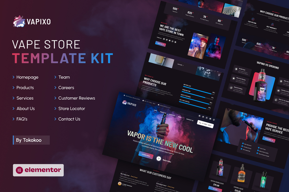 Vapixo | Vape Store Elementor Pro Template Kit