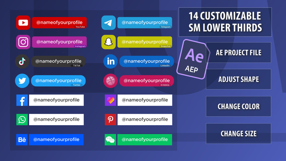 Social Media Lower Thirds Pack 1 for AE
