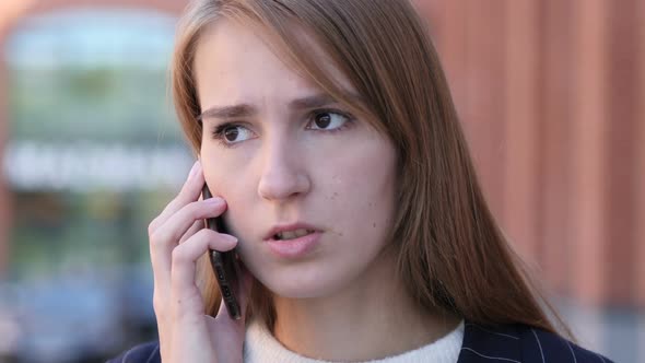 Talking on Phone Woman Discussing Work on Smartphone