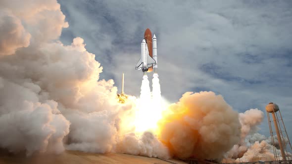 Space Shuttle Launching in Slow Motion