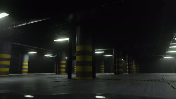 Moving in Dark Underground Parking Interior alt