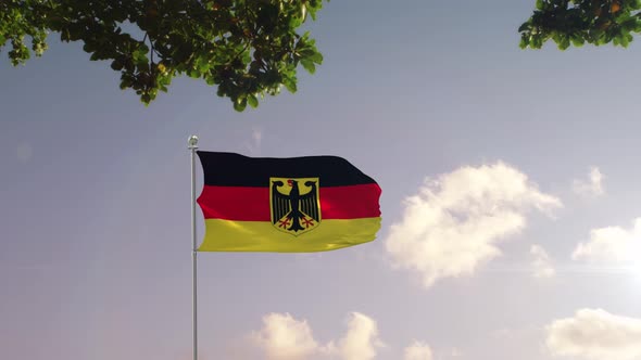 Germany Flag With  Modern City 