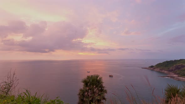 Timelapse Stunning Sunset  At Promthep Cape Viewpoint