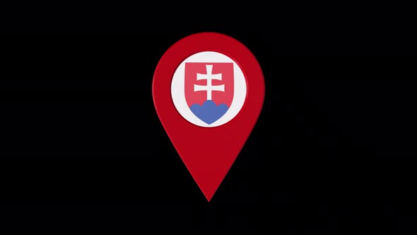 3D Rotating Pin Icon Animation With Slovakia Coat Of Arms Alpha Channel 4K