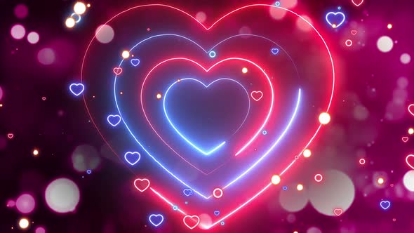 Glowing Neon Heart Loop Background