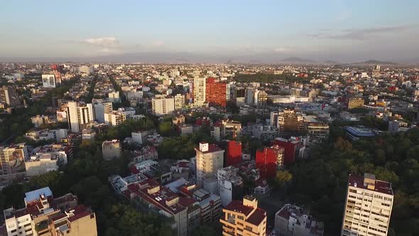 Over Hipodromo Condesa Neighborhood During Sunset