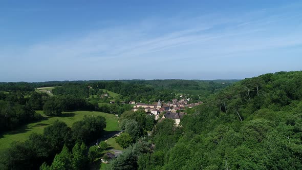 Village Le Buisson de Cadouin in Perigord in France seen from the sky