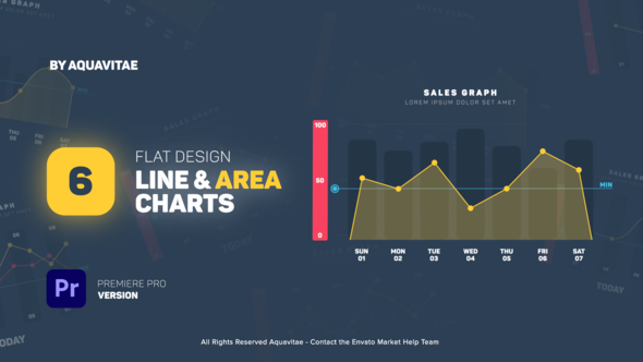 Flat Design Line & Area Charts l MOGRT for Premiere Pro