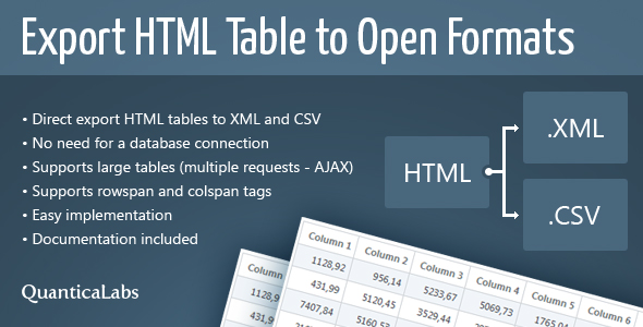 Export HTML Table to Open Formats
