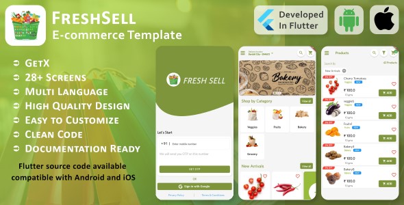 Freshsell - Ecommerce - Flutter Mobile UI Template/Kit with GetX Package (Android, iOS)
