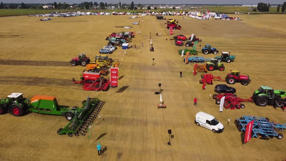 Exhibition of Agricultural Machinery Exhibition of Tractors  Video From a Drone