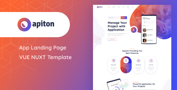 Apiton - Vue Nuxt App Landing Page Template