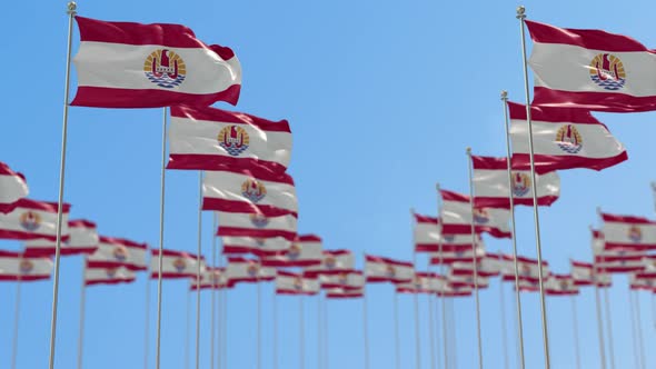 French Polynesia Row Of National flags Walk Throw Animation