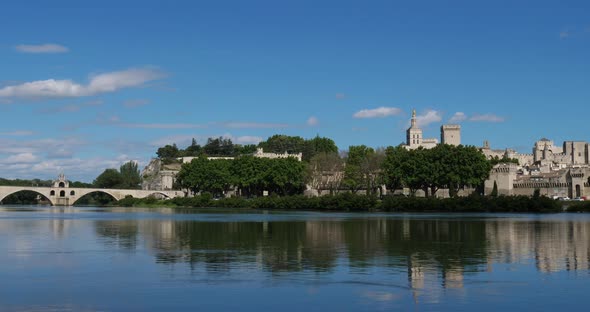 The Saint Benezet bridge, the old city, Avignon, Vaucluse department, France