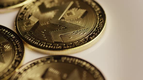 Rotating shot of Bitcoins 