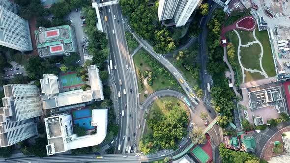 Aerial view of Hong Kong urban city