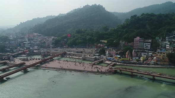 City of Haridwar state of Uttarakhand in India seen from the sky alt