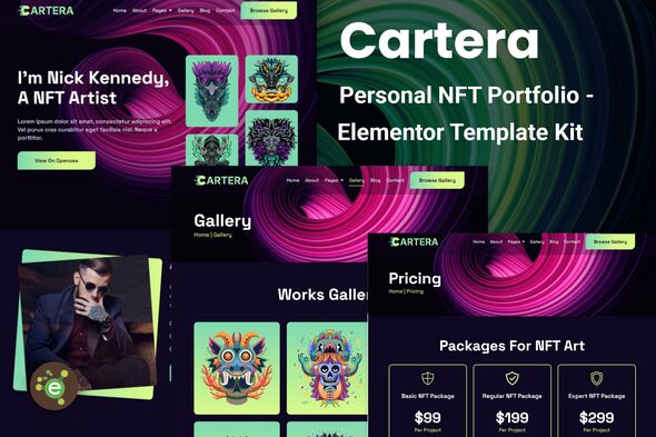 Cartera - Personal NFT Portfolio Elementor Template Kit