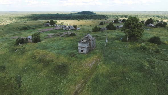 Flying Over a Russian Village on a Drone