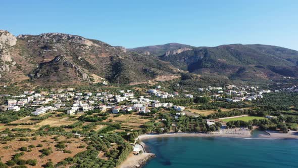 Aerial View of the Sea and Coastline with the Mountains in the Background, Istro, Crete, Greece
