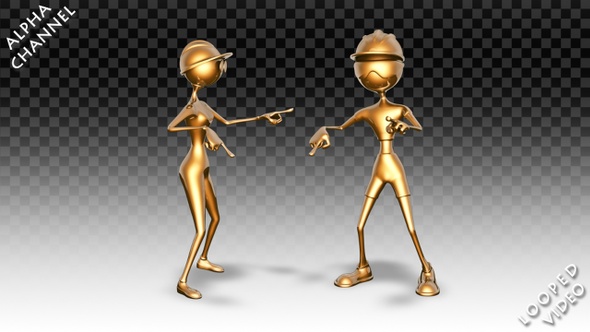 Gold Man and Woman - Dance Robot Pack 