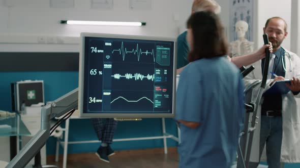 Heart Rate Monitor to Measure Heartbeat and Pulse in Rehab Cabinet