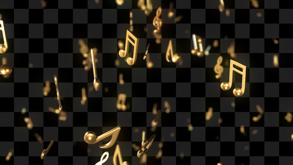 Golden Music notes on transparent background