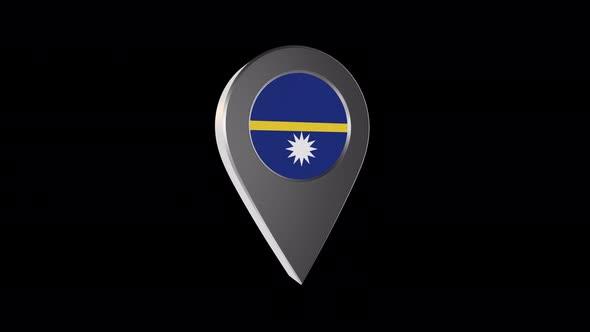 3d Animation Map Navigation Pointer With Nauru Flag With Alpha Channel - 4K