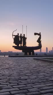 Monument To the Founders of the City in the Morning at Dawn