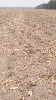 Vertical Video of a Field with Plowed Land in Autumn Slow Motion