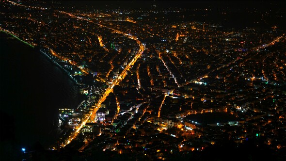 Night Harbor City by the Ocean