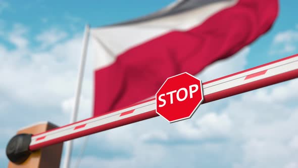 Open Boom Gate on the Polish Flag Background