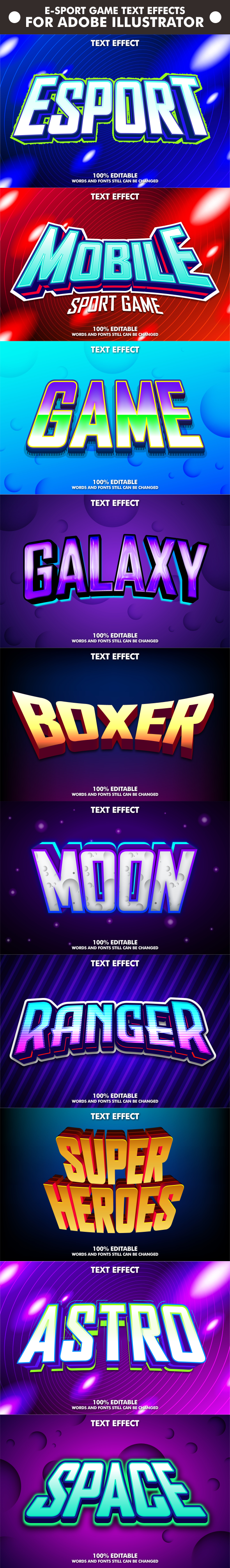 E-Sport text effects for Adobe Illustrator