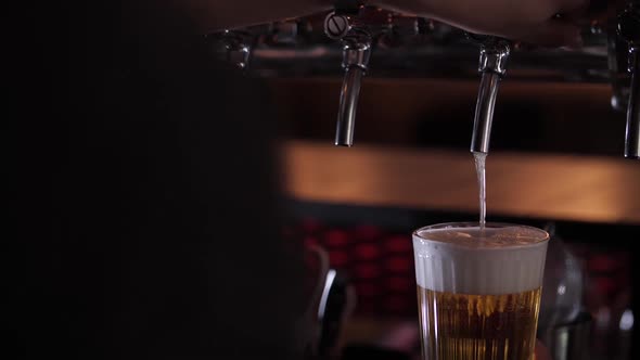 beer is poured into a glass