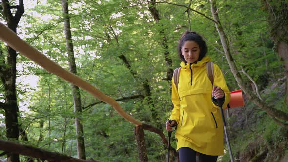 Female Hiker on a Hiking Trip in the Woods