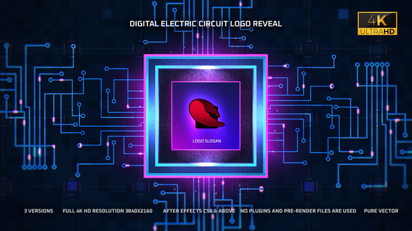 Digital Electric Circuit Logo Reveal