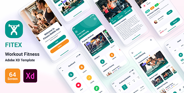Fitex – Workout Fitness Adobe XD Template