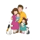 Cute Cartoon Family and a Cat with a Dog - GraphicRiver Item for Sale