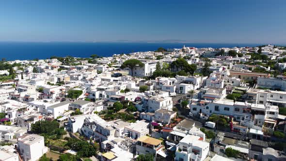 Aerial View of Anacapri Town and Homes in Summer Season Capri  Italy